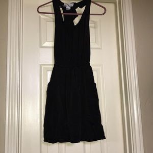 Racer back black dress with pockets